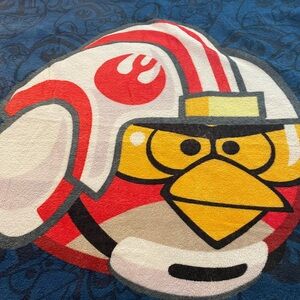 Red and Yellow Angry Birds blue Blanket fleece cartoon helmet animation